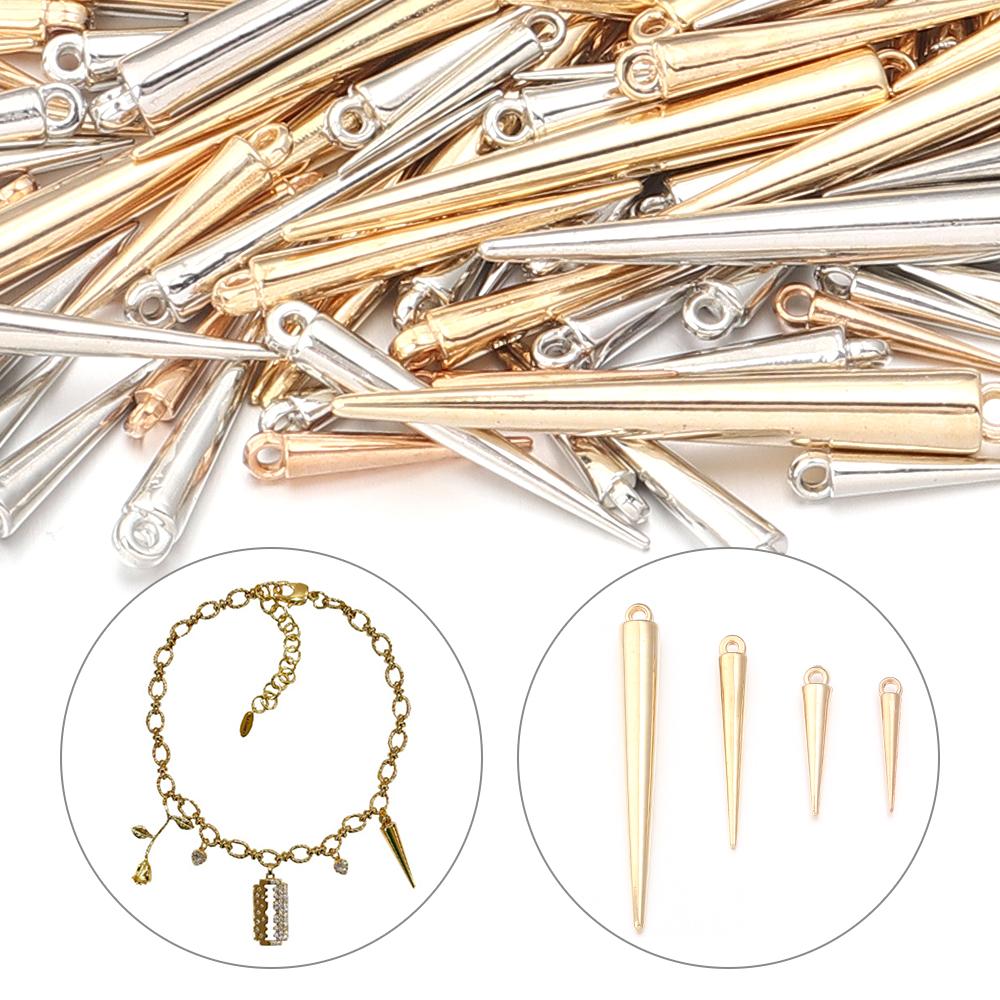 50-200pcs/lot Cone Charms Pendants Plastics CCB Rivet Spike Beads Charms For Women Man Hoop Earring Necklace Jewelry Making