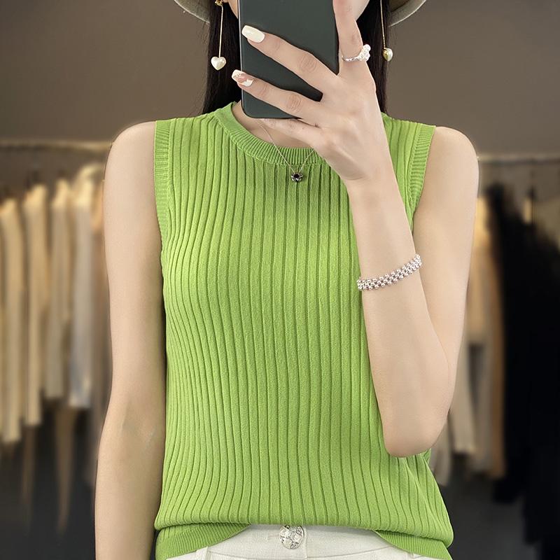 Women Tank Sleeveless MODERN NEW SAGA Summer T-shirt Knit Top Lace Basic Vest Female O-neck