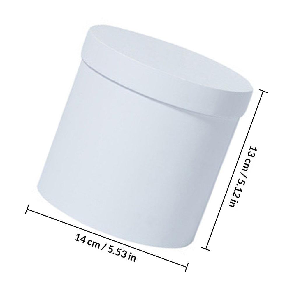 Round Mini Paper Flower Bucket Box Cylindrical Bouquet Holder for Wedding Birthday Baby Shower Floral Display Packaging White