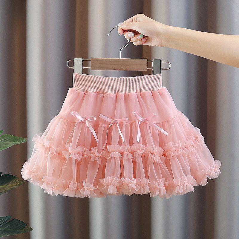 

Девичья юбка миди летний наряд новая детская юбка-пачка детская сетчатая пышная юбка короткая юбка 110