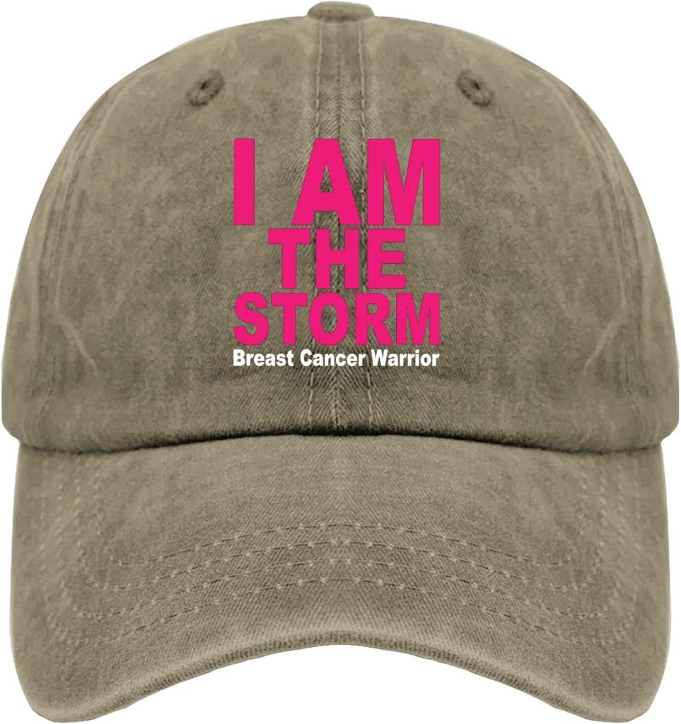 I Am The Storm Breast Cancer Warrior Baseball Cap Polyester Casual Sun Protection Adjustable Hat