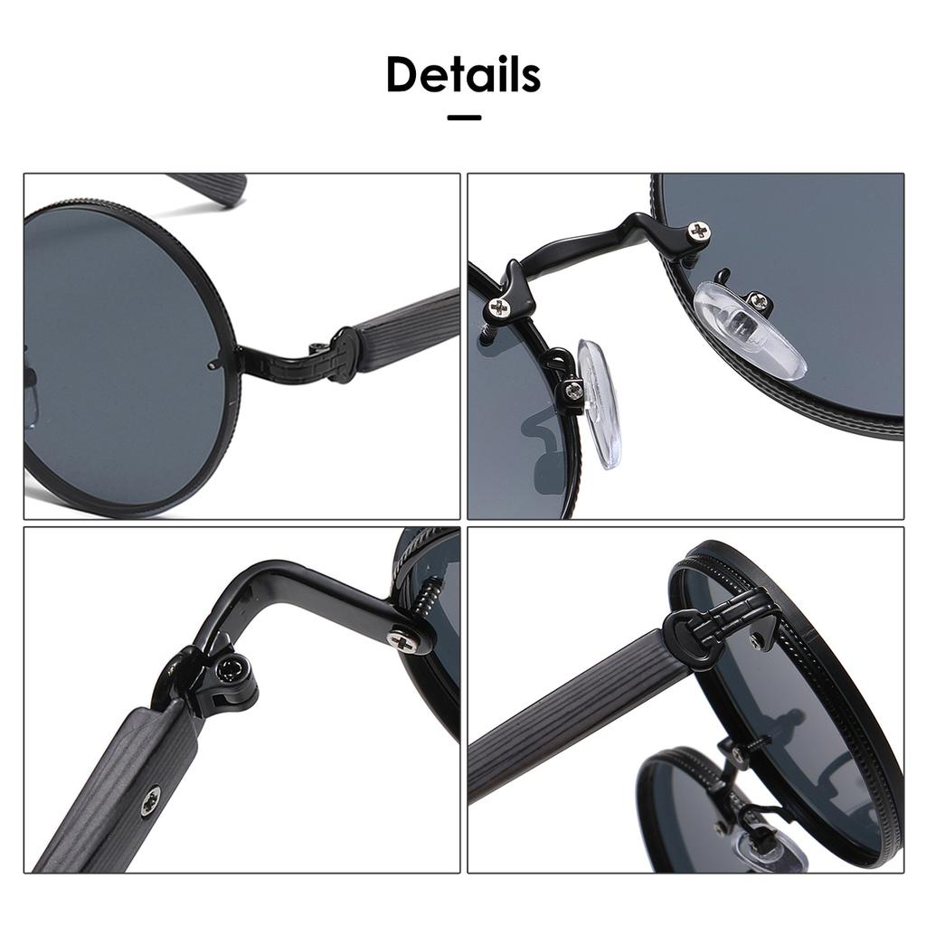 Individuality Anti-glare Sunglasses American Classic Metal Round Frame Sunglasses Punk Metal Wooden Leg Women's Sunglasses Men's Sunglasses