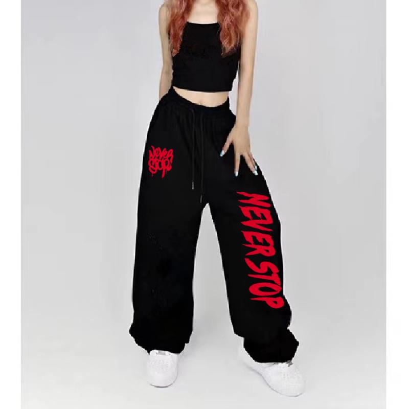 Drawstring Design Sweatpants Women Street Dance Hip-hop Sports Pants for Women Summer All-match Long Pants Woman