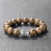Multi-Size Wooden Bead Elastic Bracelet with Alloy Buddha Head - Yoga Energy Original Wood Color Bracelet