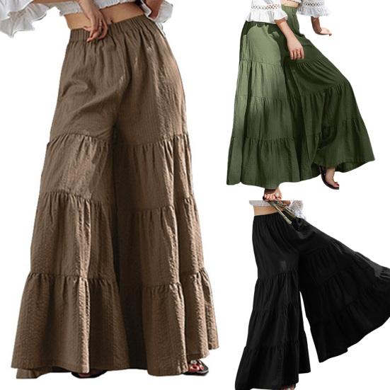 Washable Trousers Skirt Stylish Elastic Waist Skin-friendly Female Wide Leg Trouser Layered Skirt