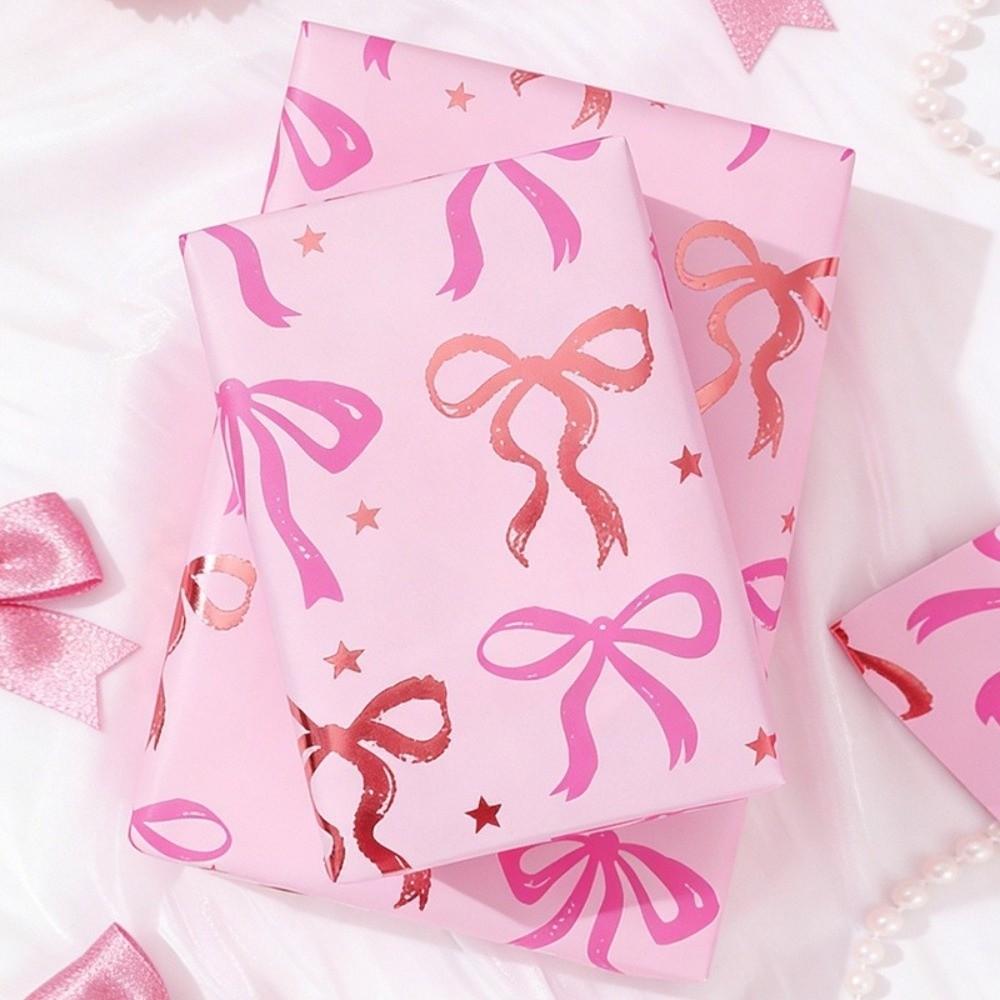 3Pcs Thick Material Bow Themed Wrapping Paper Double-Sided Printing Wrapping Paper Gift Paper Decor
