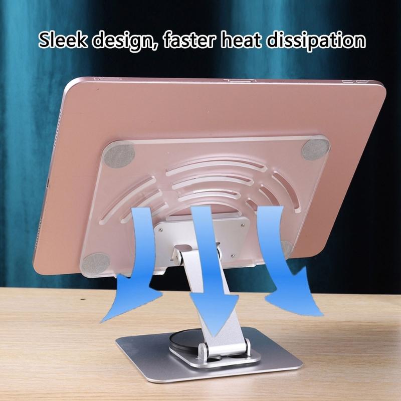 Foldable Tablet Stand With 360 degree Rotation Height Adjustment Aluminum Holder For 12.9Inch Devices