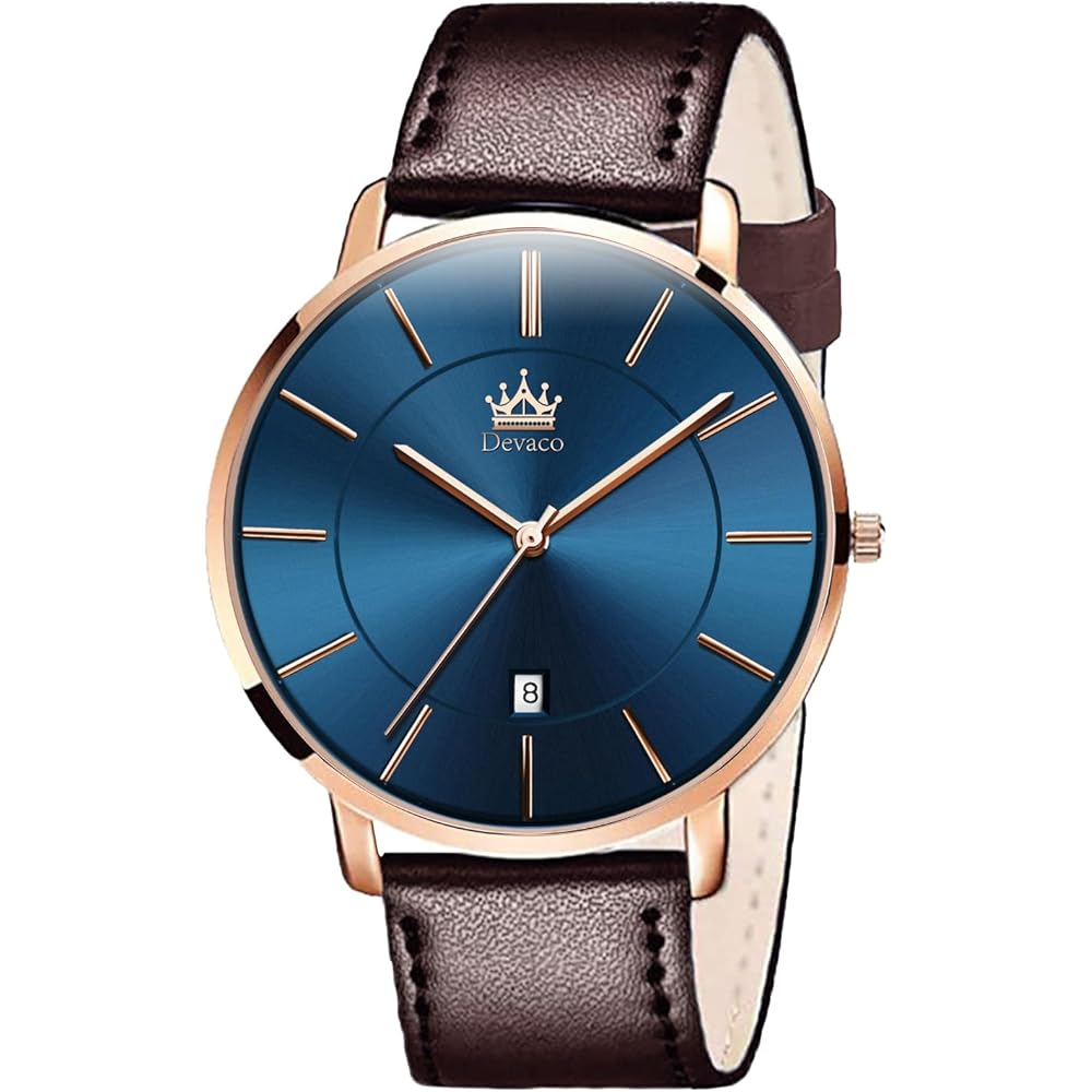 Men s Simple Fashion Casual Watch 6.5mm Thin Japanese Quartz Movement 40mm Leather Band