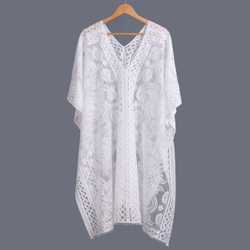 Hollow Out Beach Cover Up Lace Mesh Bikini Cover Up Fashion Swimsuit Cover Up For Women
