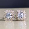 Simple Square Shaped Stud Earrings for Women Full Cubic Zirconia Shiny Wedding Jewelry Statement Earrings Wholesale Lots