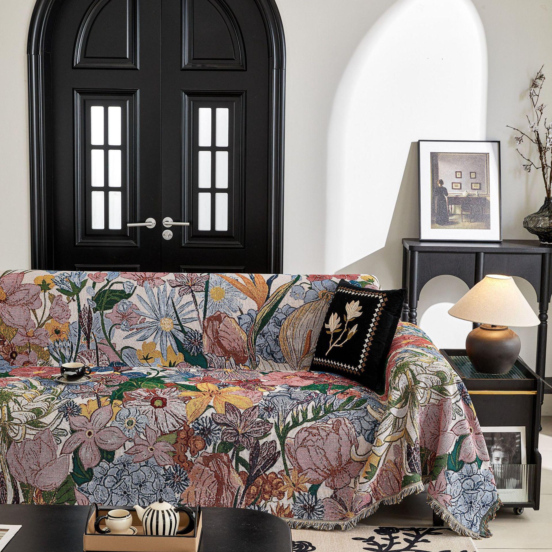 

Чехол в американском стиле, деревенский цветочный диван, полотенце, чехол для дивана, одеяло для кемпинга и отдыха на природе 180x130