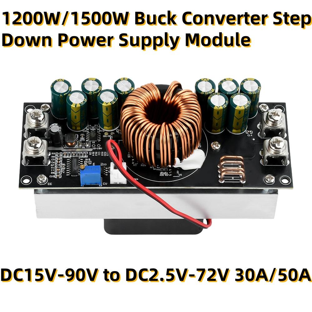 1200W/1500W DC-DC buck converter adjustable step-down power module DC15V-90V to DC2.5V-72V 30A/50A constant voltage power module