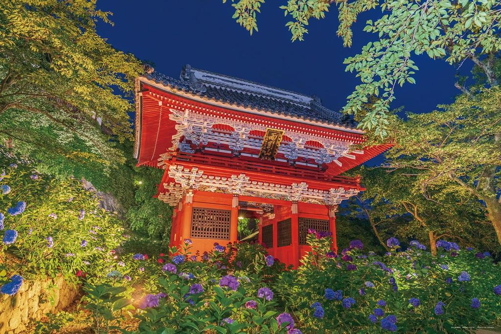 YANOMAN In 1000 Piece Jigsaw Puzzle Night Hydrangea and Amabiki Kannon Niomon Comes with Piece Request Postcard Included [Made Japan] (Ibaraki)