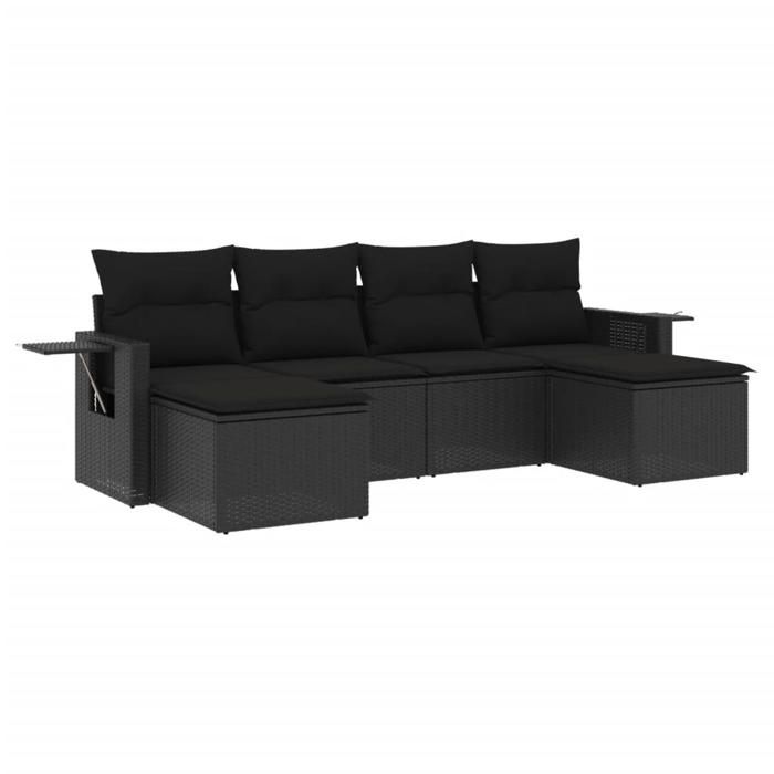 VidaXL Garden Lounge Set with Cushions 6 Pcs, Patio Sofas, Patio Furniture Set, Outdoor Furniture, Black 3220514