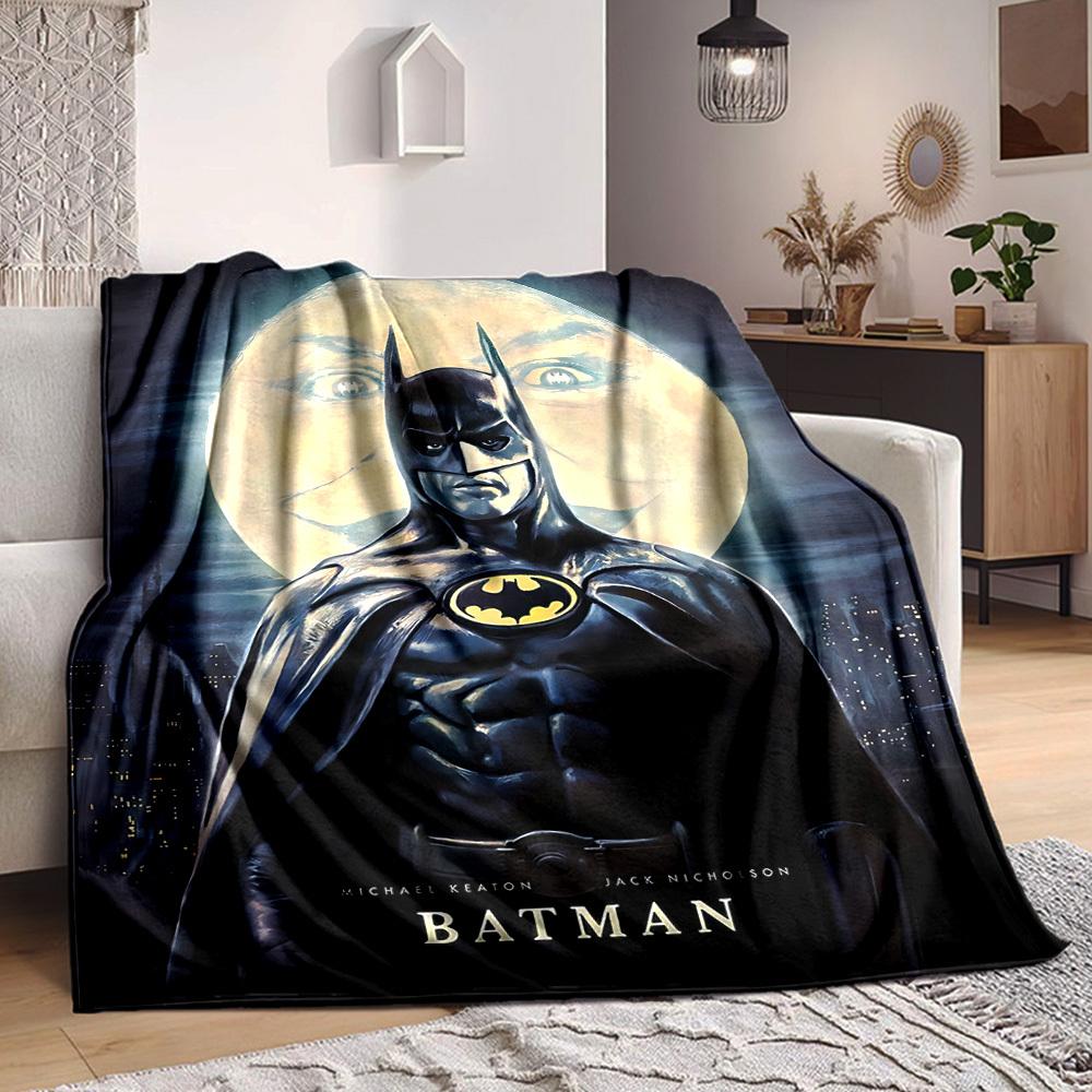 1pc Batman Flannel Throw Blanket - HD Printed Lightweight Soft Warm All-Season Blanket for Sofa, Bed, Travel, Camping 064