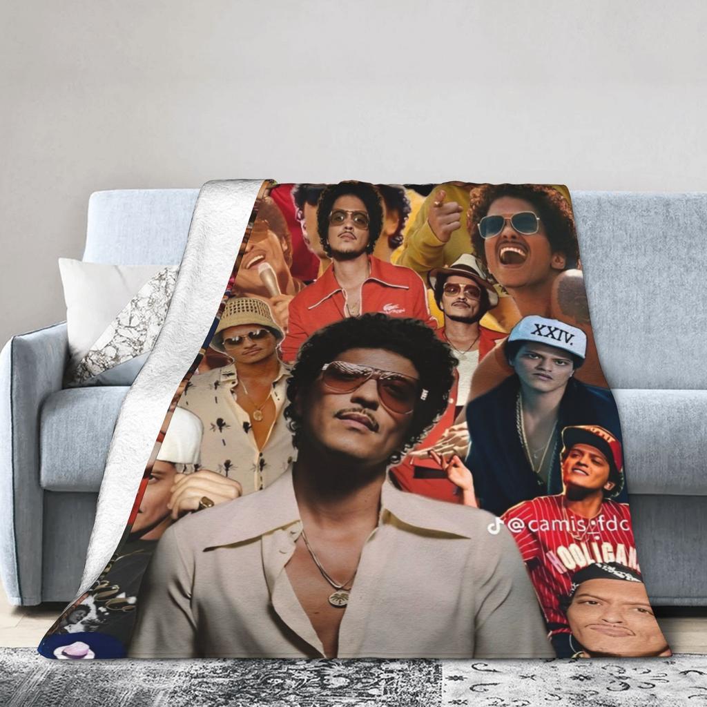 Bruno Mars Music Knitted Blanket Fleece American Singer Ultra-Soft Throw Blankets for Outdoor Travel Bedspread