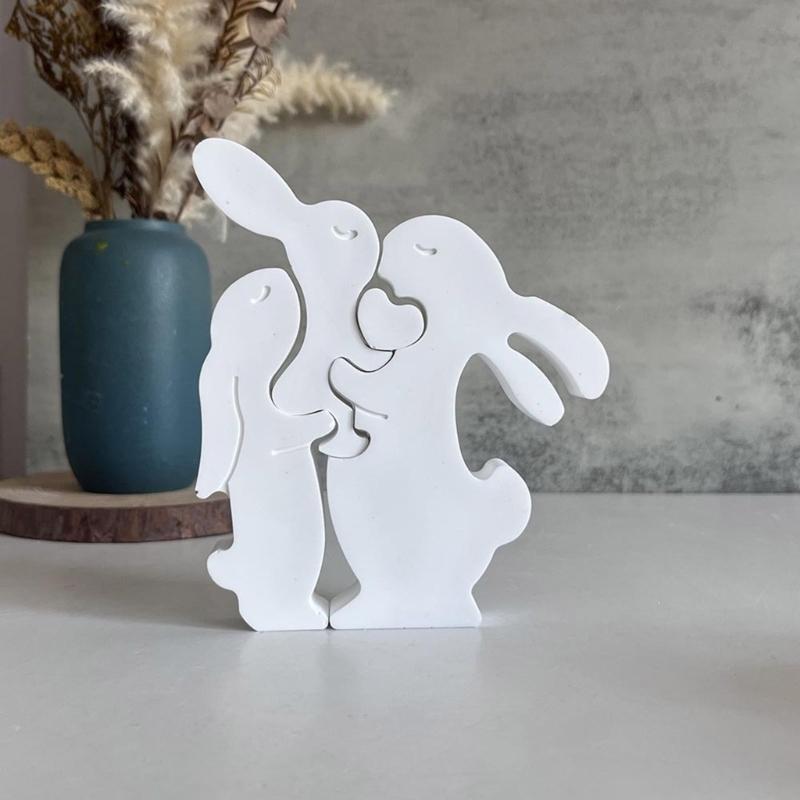 Easter Themed Ornament Mould Flexible Silicone Mold for Rabbit Figurine Decoration Gypsum Mold Jewelry Making Supplies