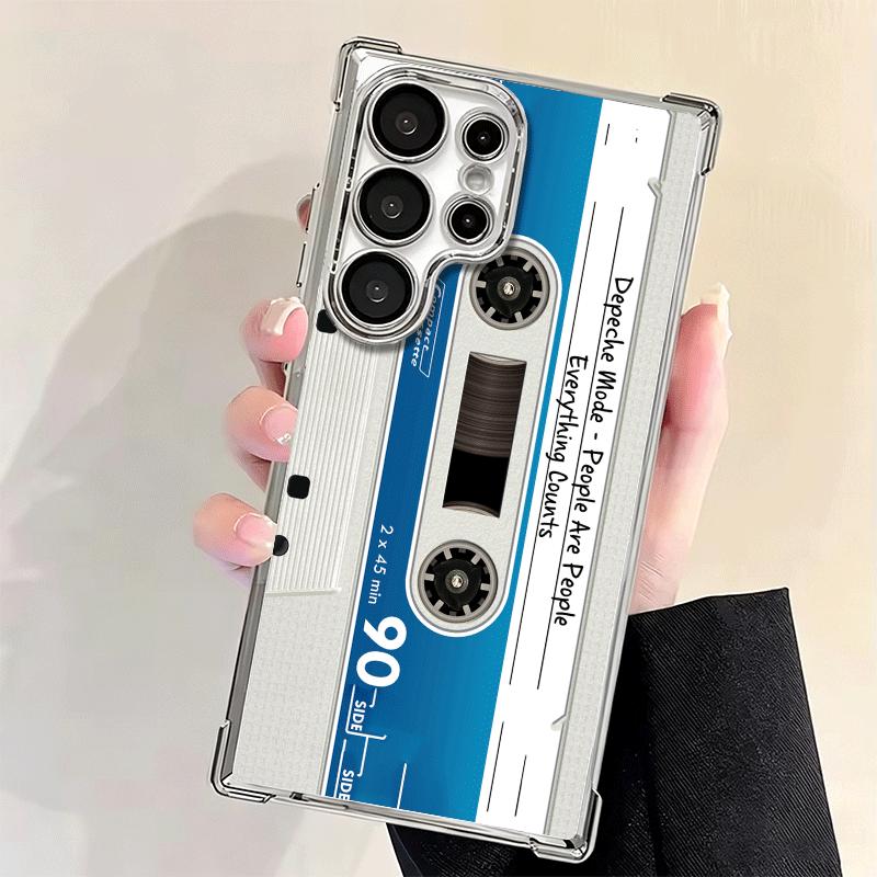 Vintage 90S Cassette Tape Pattern Soft Phone Case For Samsung Galaxy S26 Ultra S25 Edge S24 FE S23 Plus S22 S21 + S20 Plating An