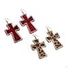 1 Pair Cross Leopard Print Earrings , Women Gift for Engagement, Birthday