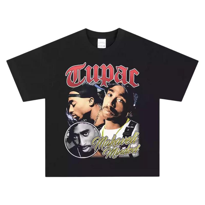 

Tupac Shakur 2Pac TShirt Old School Hip Hop Graphic Print Crew Neck Pure Cotton Streetwear Fashion Tops For Men Women S
