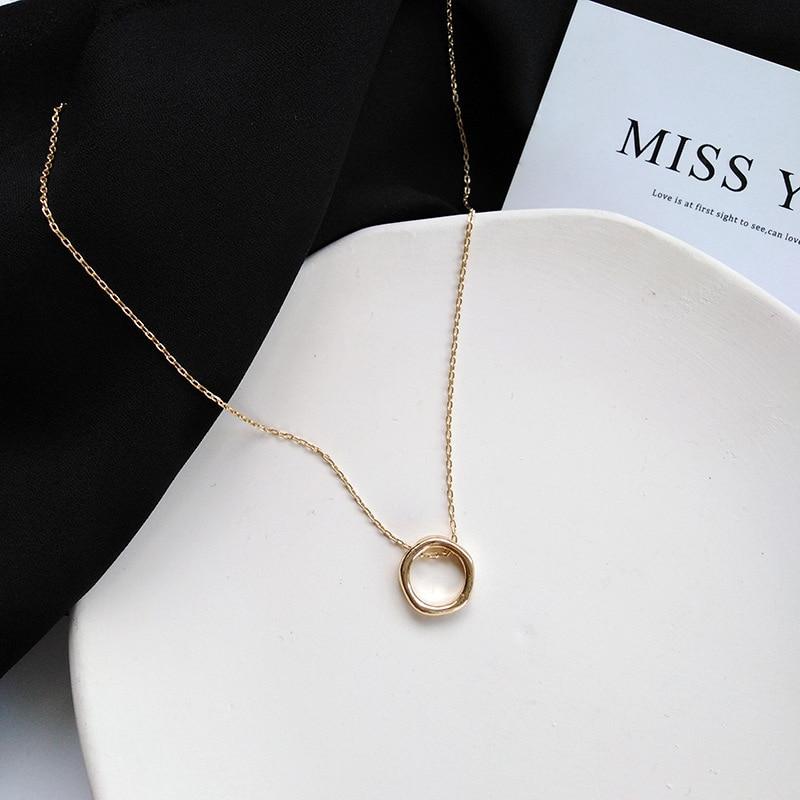 Minimalist Irregular Pendant Necklace For Women Gold Color Alloy Hollow Geometric Chokers Necklaces Birthday Gift