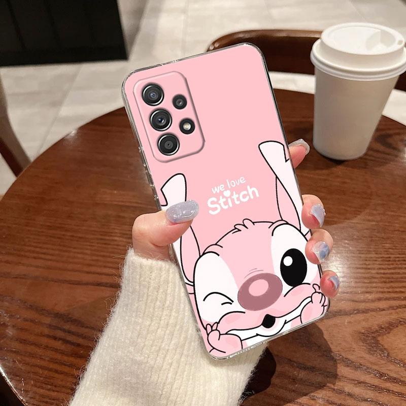 Klare Hülle für Samsung Galaxy A57 A37 A56 A36 A55 A54 A35 A26 A07 A17 A16 A06 A34 A15 Hülle Blau Pink Engel Lilo-Stitch Cartoon