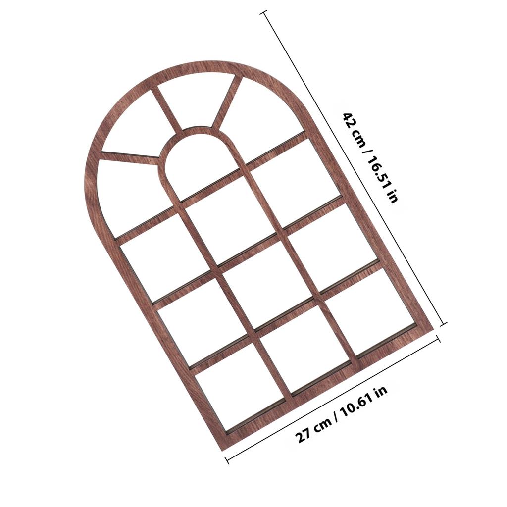Duża rustykalna drewniana rama okienna Naklejka ścienna Samoprzylepna Zdejmowana Łukowa naklejka okienna do salonu sypialni przedpokoju