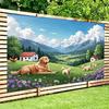 2D Puppies & Mom Backdrop Countryside Meadow Photography Background Cloth