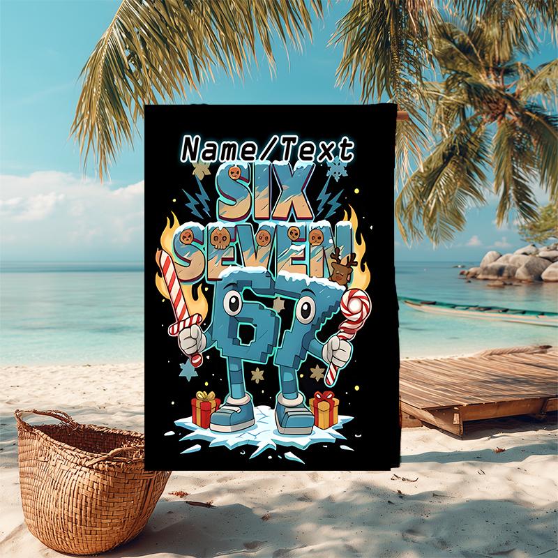 1PC Custom Name Winter Sports Fun Beach Towel Highly Absorbent And Sand-Resistant Towel for Swimming, Pool, Yoga, And Travel Lightweight