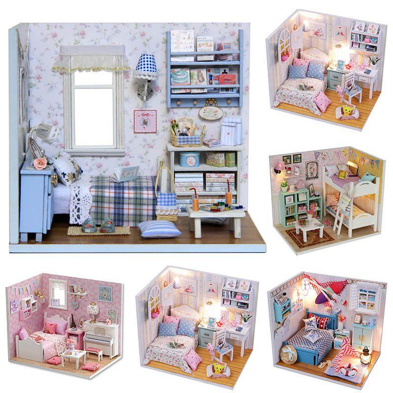 Exquisite 3d Miniature Dollhouse Furniture Kit With Led Light For Imaginative Kids