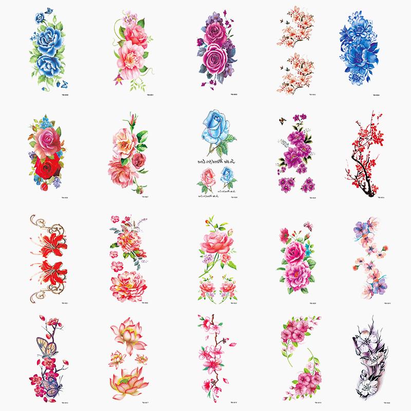 Waterproof Artificial Flowers Arm Shoulder Tattoo Stickers Flash Henna Tattoo Sticker