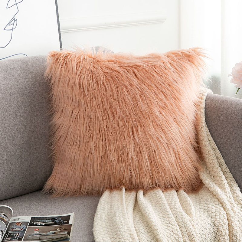 45/50cm Cushion Cover Modern Simple Soft Fluffy Pure White Plush Pillow Home Cushion Artificial Imitation Wool Pillow Cover