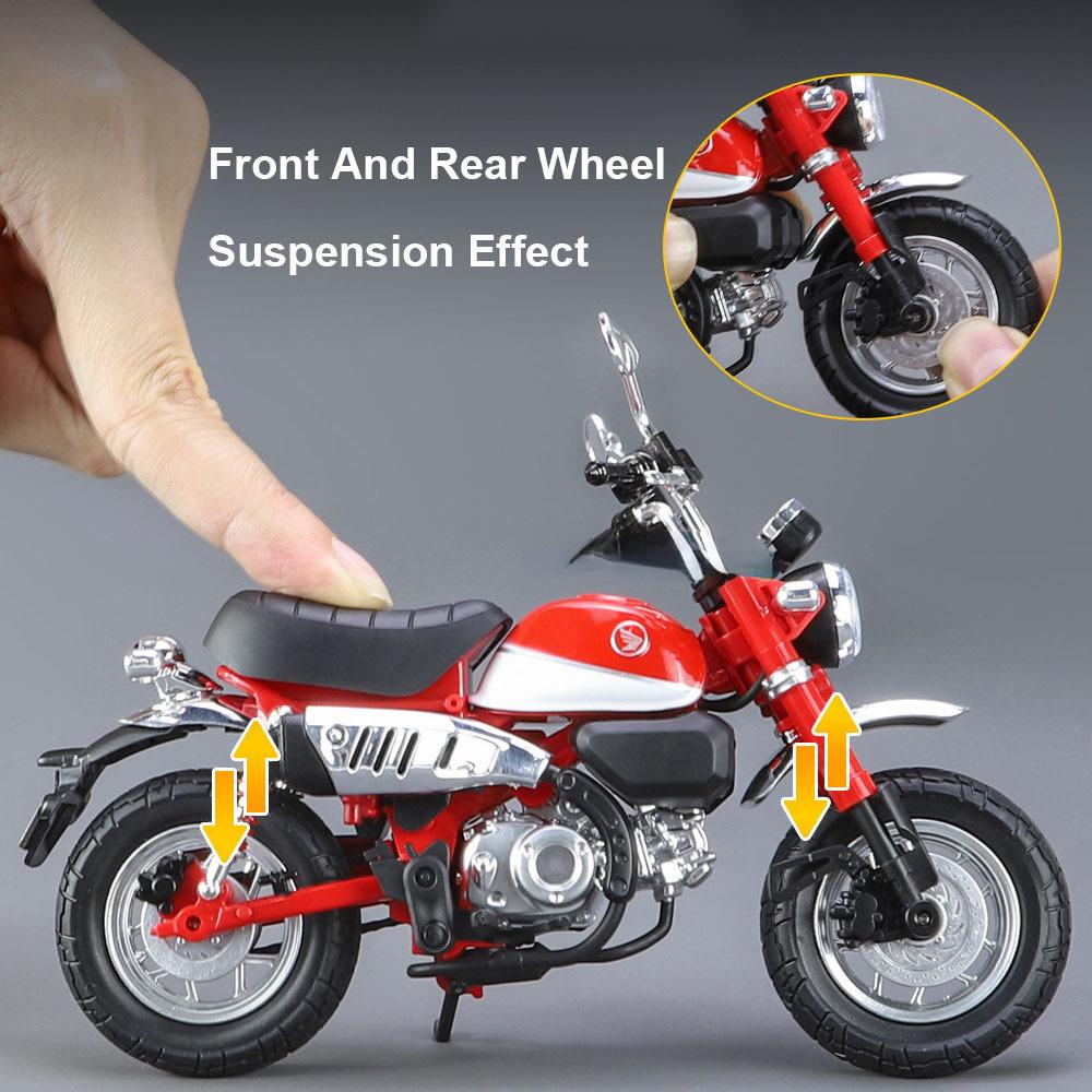 1/12 Honda Monkey Alloy Toy Motorcycle Model Car with Sound Light Rear Wheel Suspension Motorbikes Vehicle Models for Children