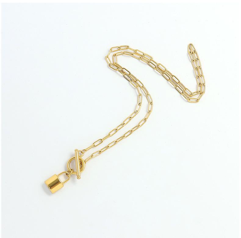 European & American Multi-layer Titanium Steel Necklace with Non-fading OT Buckle Clasp - Versatile Stackable Pendant for Women