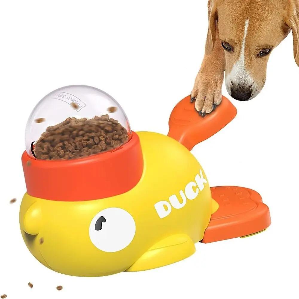 Yellow Duck-Shaped Interactive Dog Treat Dispenser Training Dog Toy Puzzle Slow Feeder Dog Entertainment Toy Interactive Feeder for Dogs and Cats