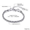 Vnox Unisex Rope Chain Bracelets for Men Women, Stainless Steel Twisted Links Chain Bracelet,Simple Classic Jewelry Gift for Him