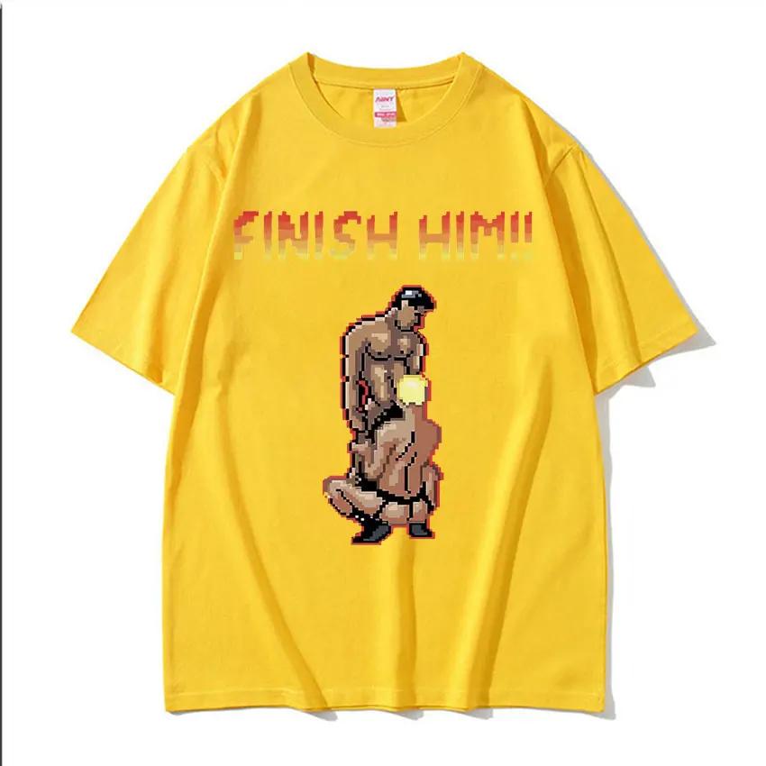 

Summer men Finish Him Gayming 8-bit Gay gay print T-shirt Fashion clothing 100% pure cotton top 4XL
