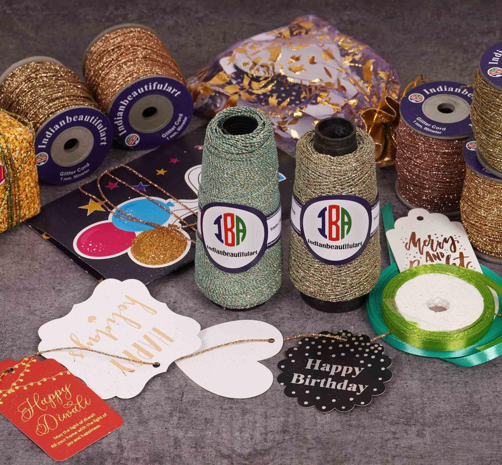 IBA Indianbeautifulart Glitter Cotton Cord 1mm Crafts Thread DIY Beading Crafts Thread String For Bracelet Necklace Jewelry Making