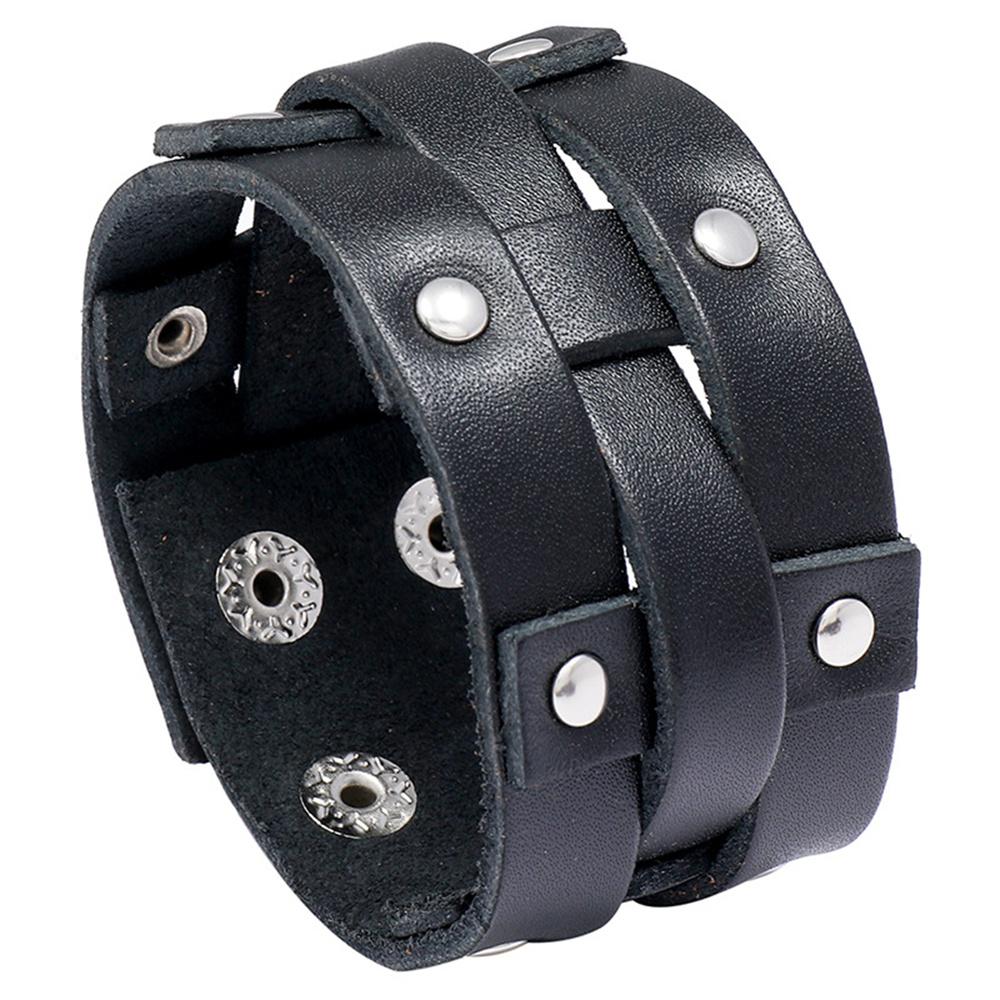 2025 New Weave Punk Skull Rock Metal Rivet and Skull Accessories Pu Leather Cuff Bracelet Bangle