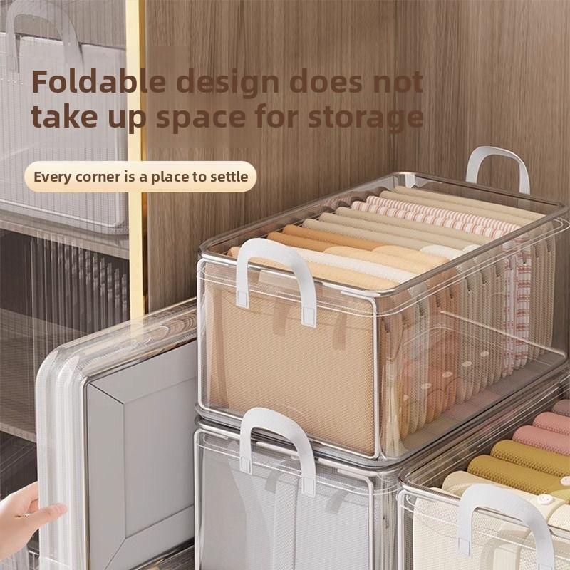 Klare Faltbare Kleideraufbewahrungsboxen für die Organisation im Kleiderschrank zu Hause Ein mehrschichtiger Schubladeneinsatz für Hosen und Hemden