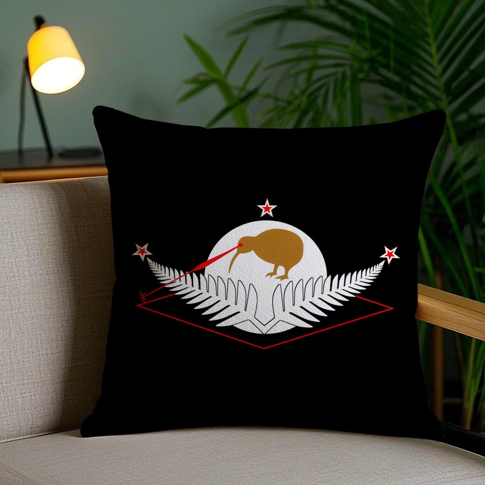 New Zealand Kiwi Flag Cushion Cover Plush Fabric Soft Double-Sided Printed Invisible Zipper Sofa Pillow Case Home Decor