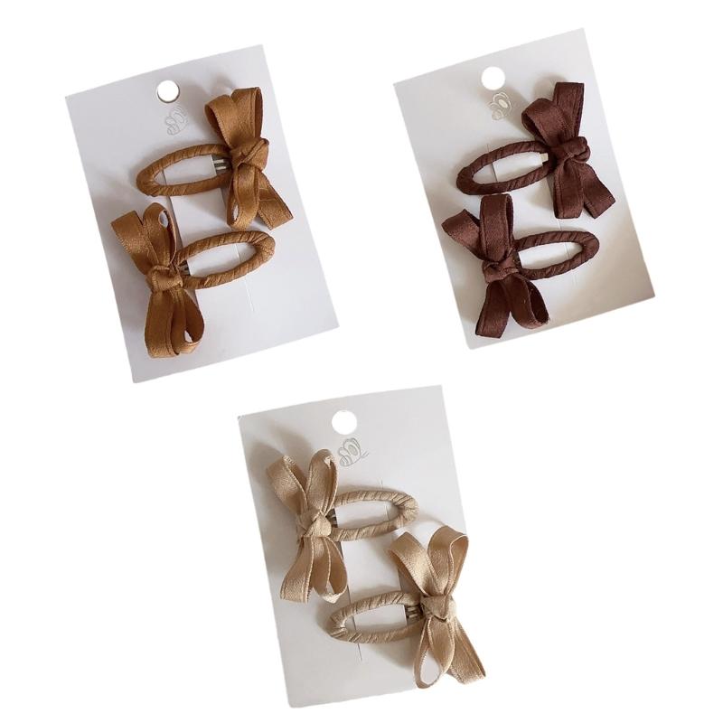 6 Pieces Cotton Lace Bows Hair Clip For Baby Girls Autumn Winter Leaf Color Design Hair Accessories Hair Barrettes