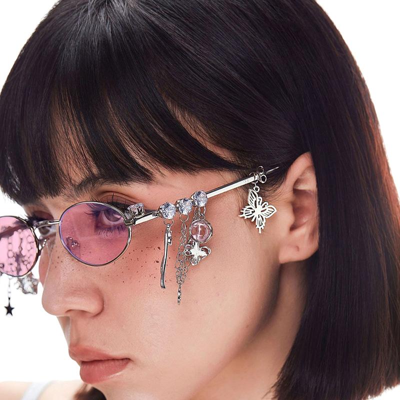 Personalized Sweet Cool Spicy Girl Eyeglasses Star Diamond Small Frame Elliptical Glasses For Women Trendy Eyeglasses