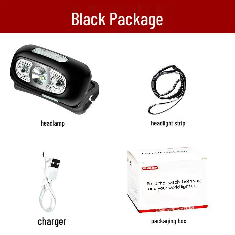 Waterproof Induction Headlamp: Strong Light, Rechargeable, Ideal for Night Running and Fishing