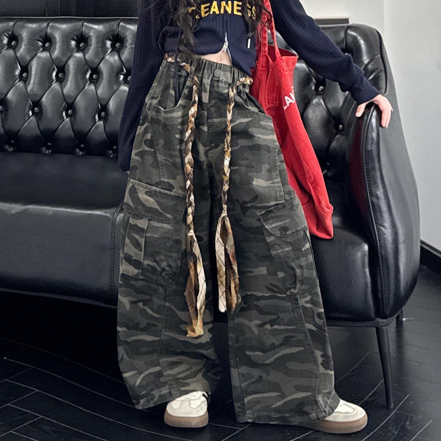 

Дівчачі камуфляжні штани карго: Осінь 2025 Бавовняний повсякденний одяг для дітей 130cm