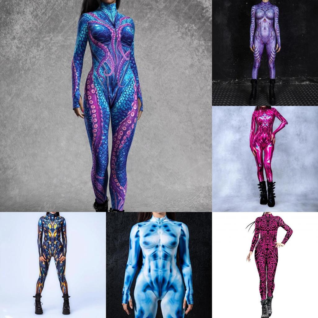 European Fantasy Halloween Costume Jumpsuit With 3d Digital Print For Cosplay Enthusiasts