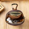 Retro Genuine Leather Simplicity Keys Coins Holder Zipper Pouches Bluetooth Earphone Storage Small Hanging Bags