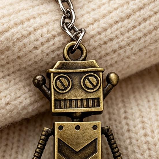 Keychain Pendant Retro Robot Design Movable Joint Swinging Limbs Decorative Key Ring Backpack Accessory
