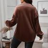 Autumn New Casual Retro Style Coat, Velvet Loose Lapel Solid Color Plus-size Shirt for Women
