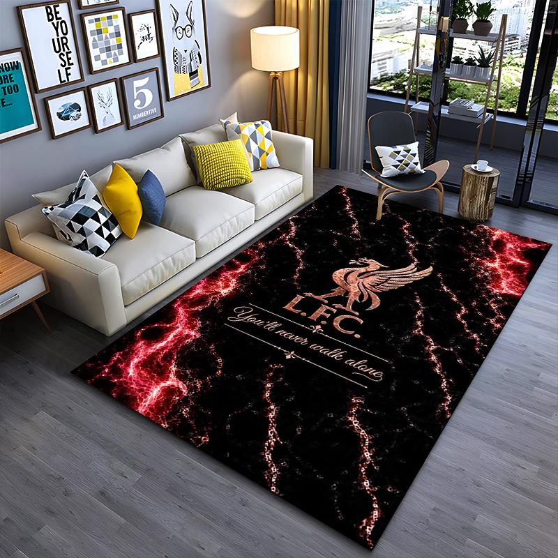 Fußballverein Teppich, Liverpool FC LFC Youll Never Walk Alone Lebervogel Roter Blitz Druck, Fußball Fan Dekor, Rutschfeste Matte